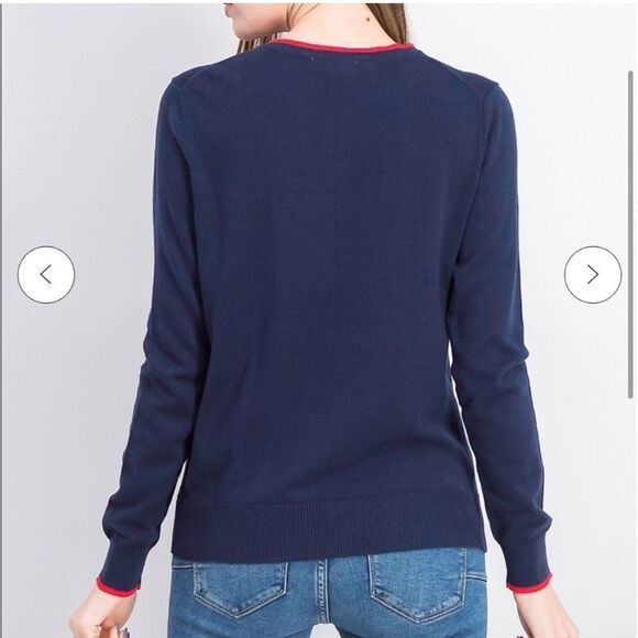 NWT⛵️Charter Club Navy Button Sweater Cardigan w/ embroidered ⛵️ sailboats Sz S - Picture 4 of 16